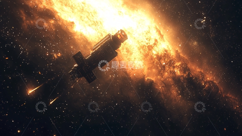 高清大图下载【趣麦麦图】宇宙飞船坠毁在星云中