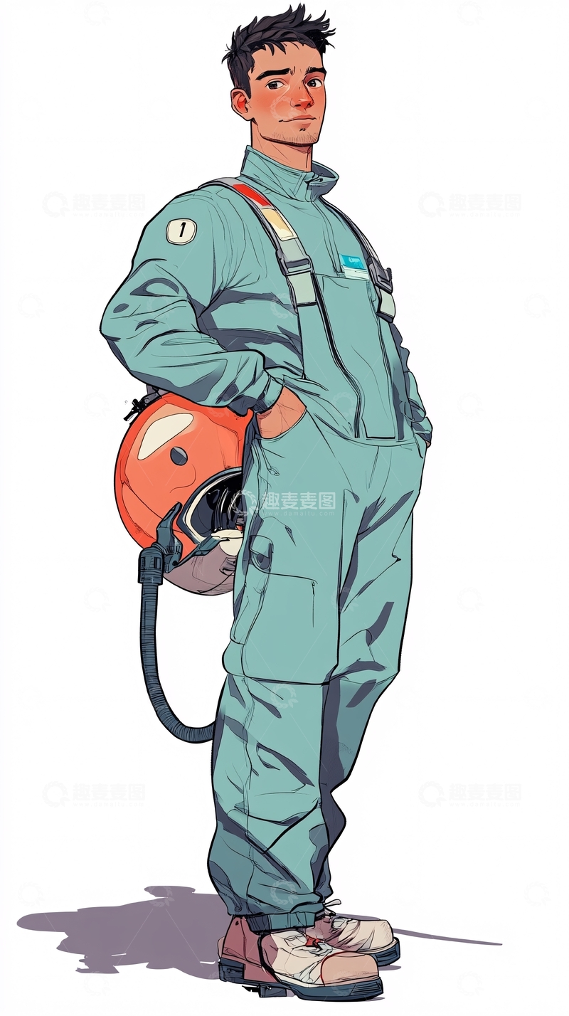 高清大图下载【趣麦麦图】穿着工作服的年轻男子