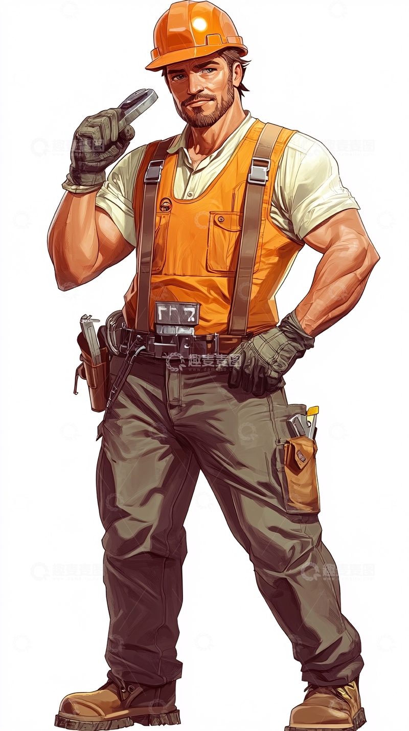 高清大图下载【趣麦麦图】肌肉男工人