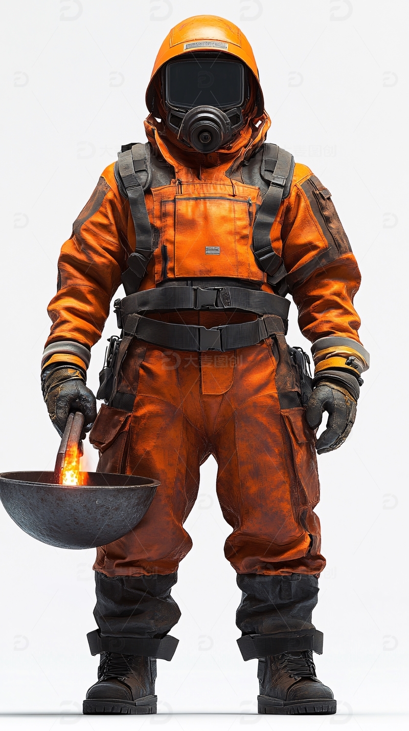 高清大图下载【趣麦麦图】橙色防护服