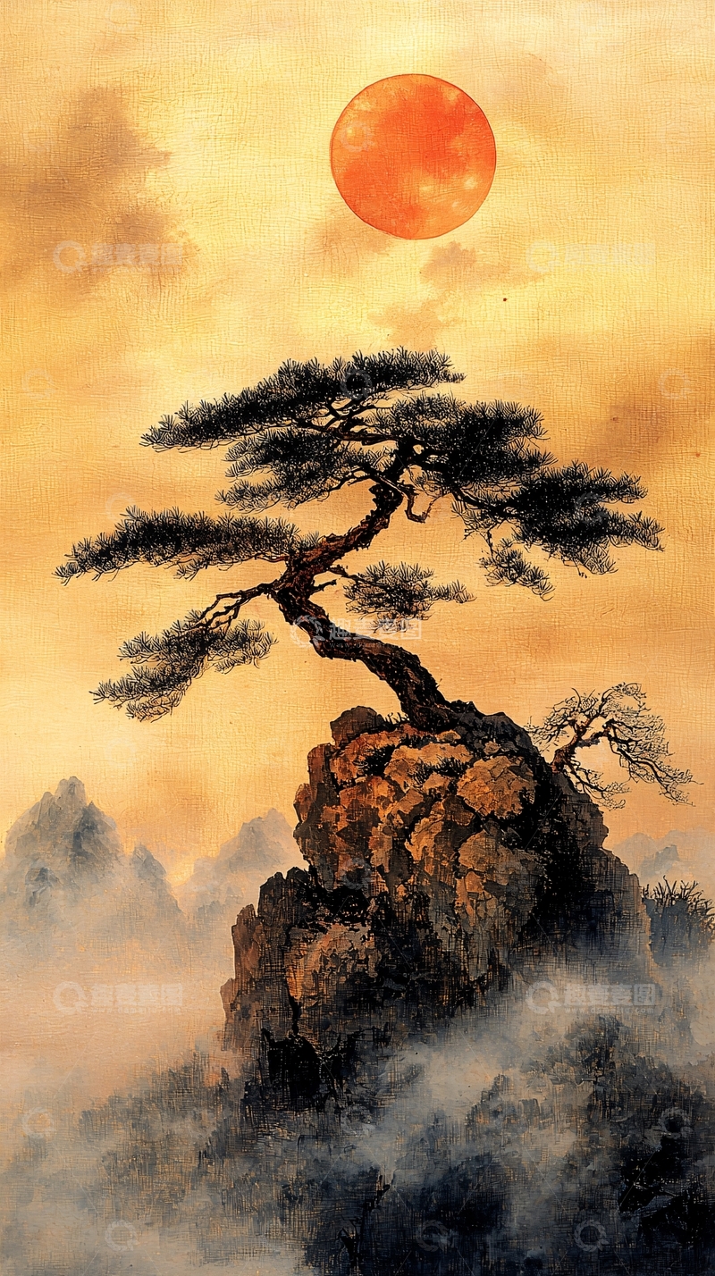 高清大图下载【趣麦麦图】山顶古松