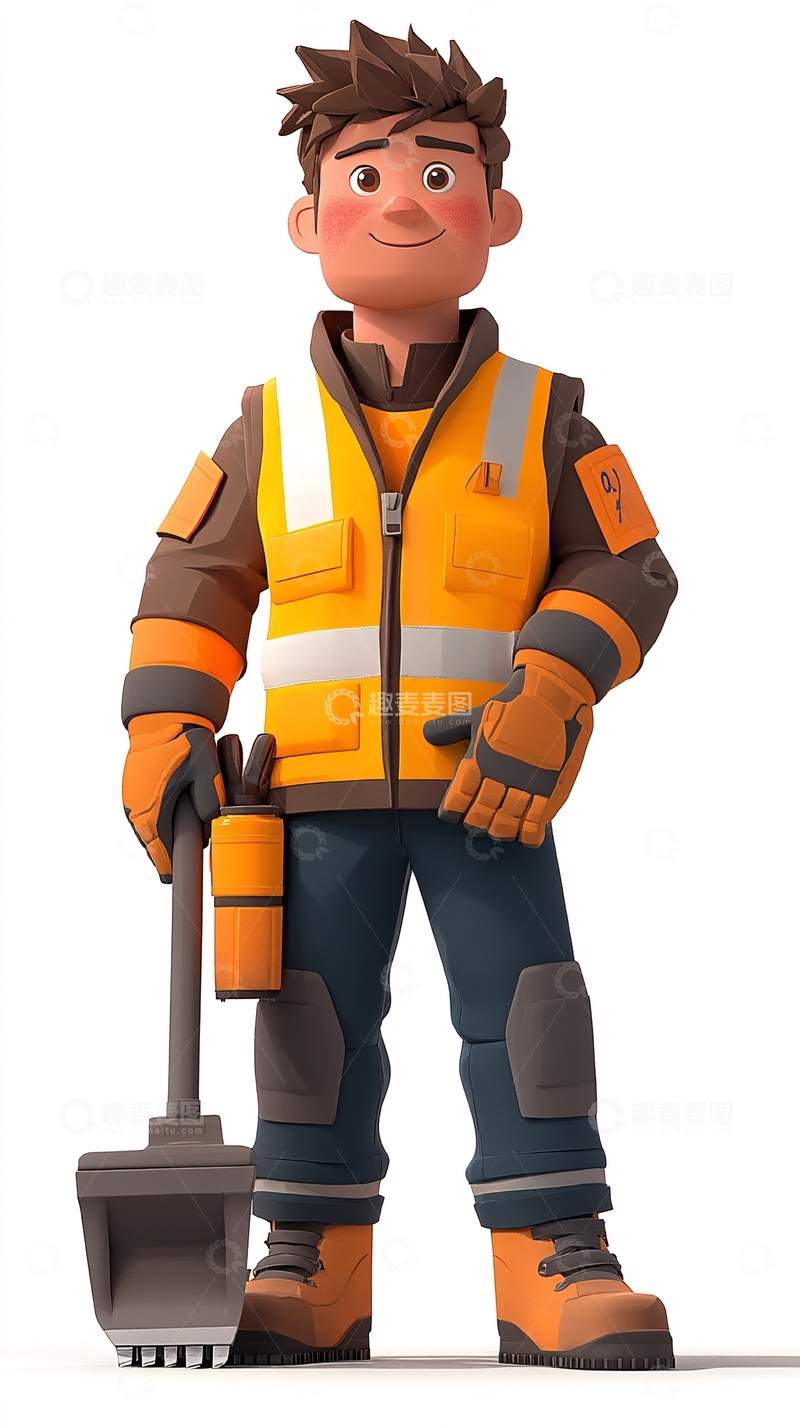 高清大图下载【趣麦麦图】卡通清洁工