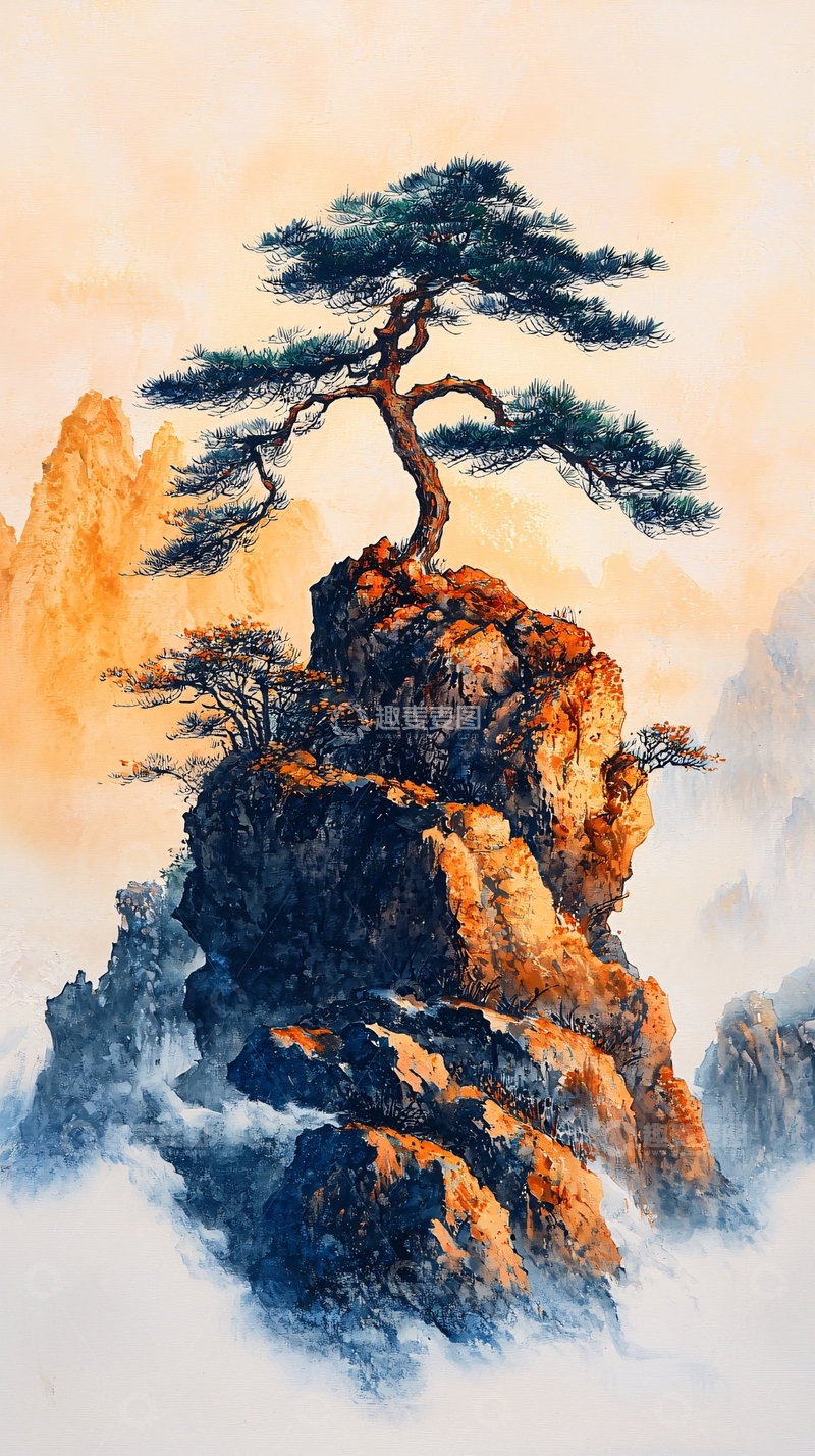 高清大图下载【趣麦麦图】山顶孤松