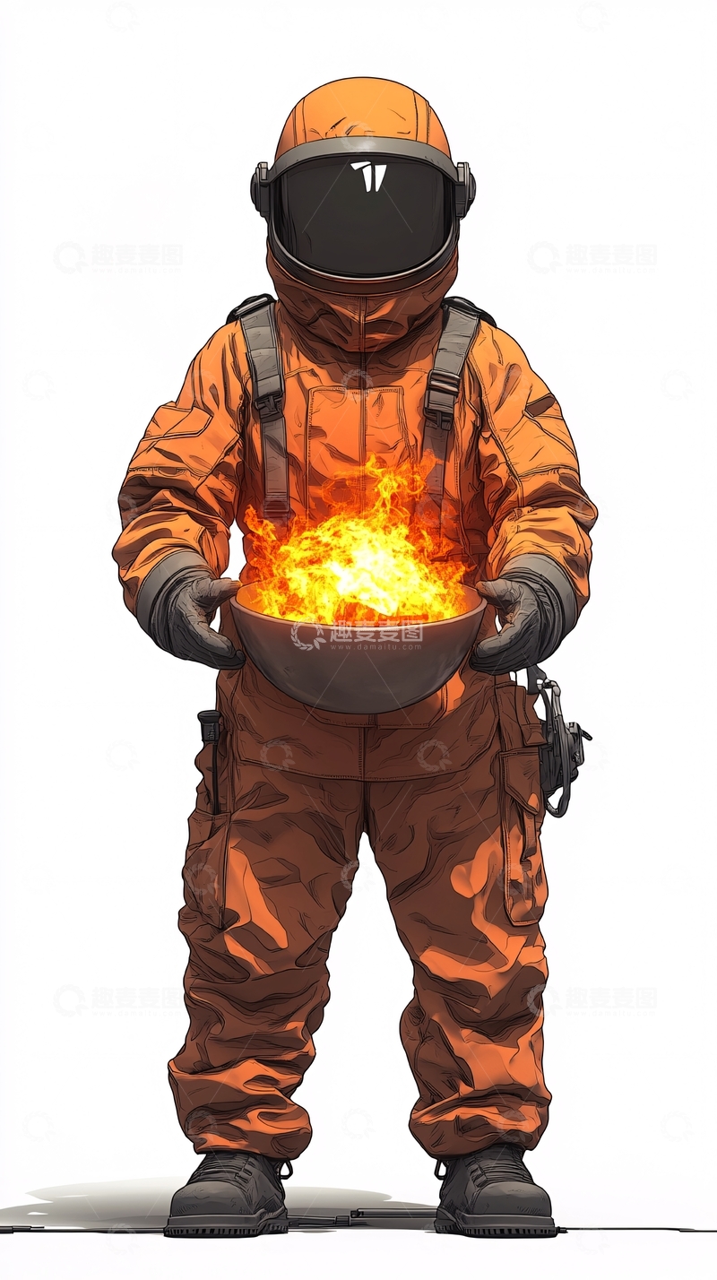 高清大图下载【趣麦麦图】宇航员持火盆