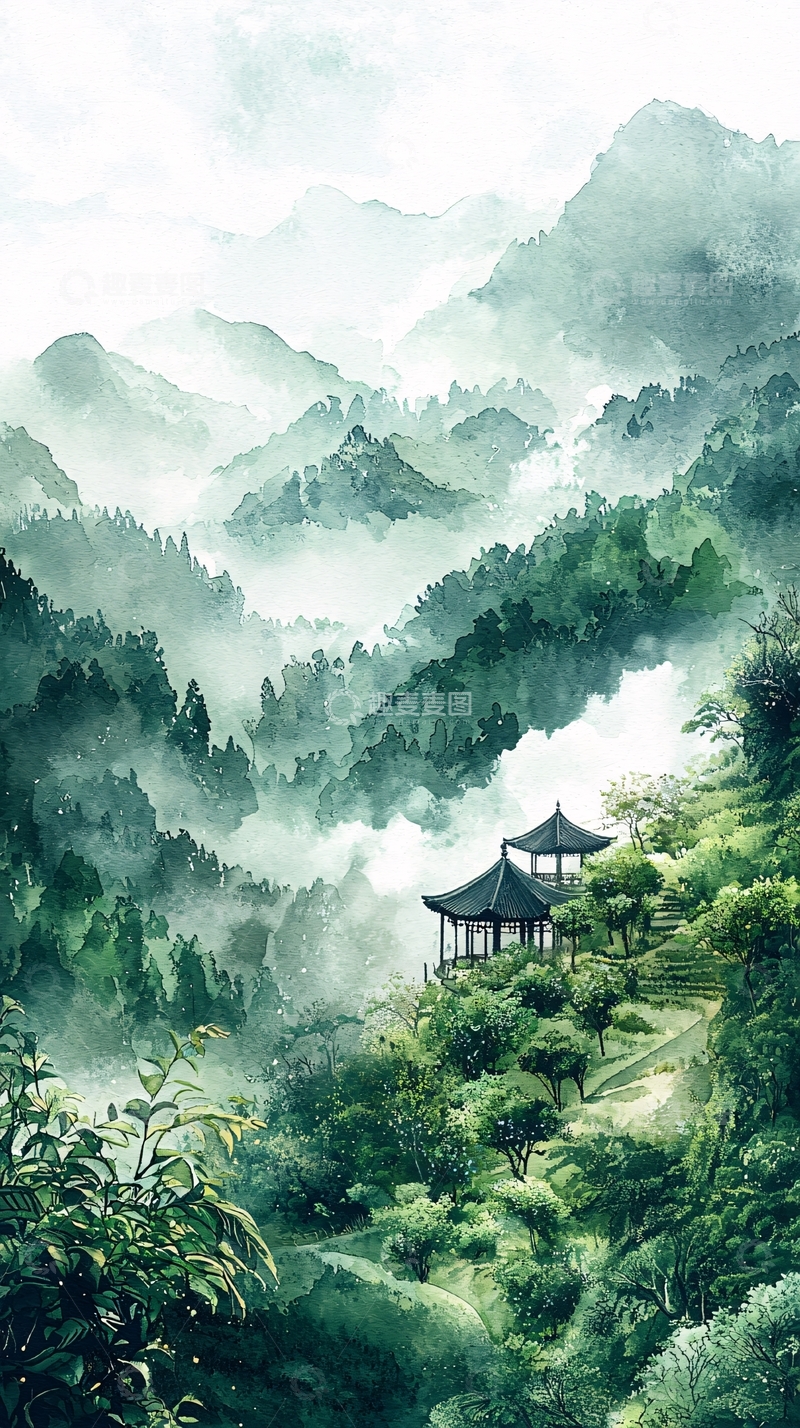 高清大图下载【趣麦麦图】水墨山水画风唯美意境