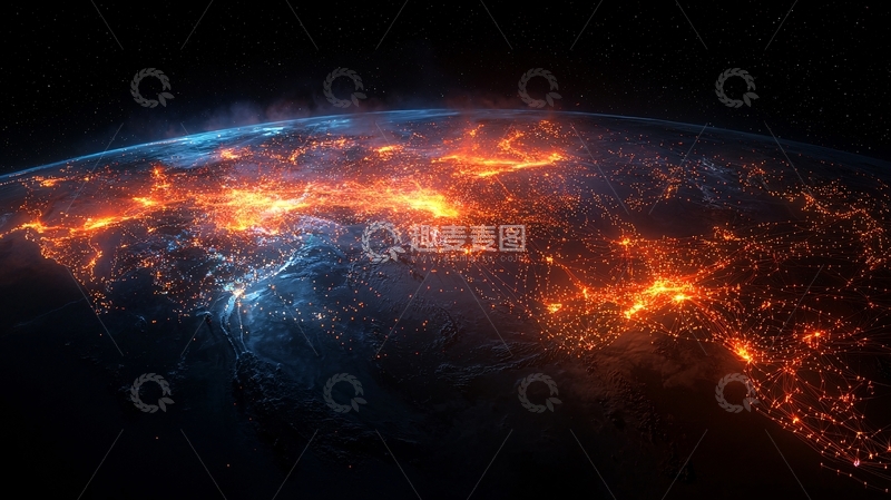 高清大图下载【趣麦麦图】夜间地球灯光璀璨