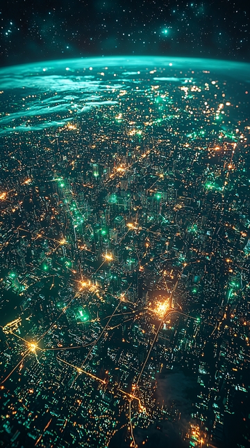 太空视角城市夜景