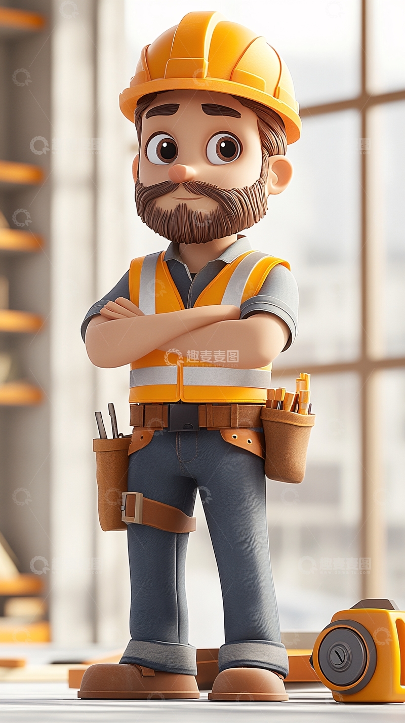 高清大图下载【趣麦麦图】卡通建筑工人