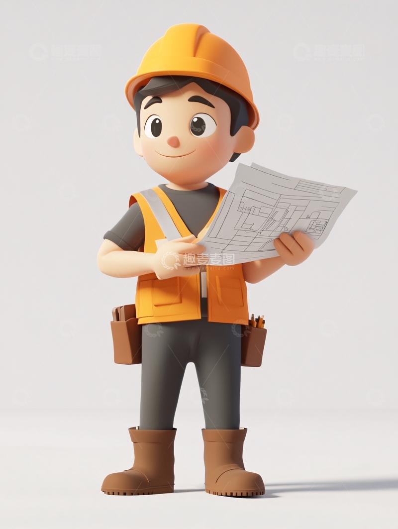 高清大图下载【趣麦麦图】卡通建筑工人