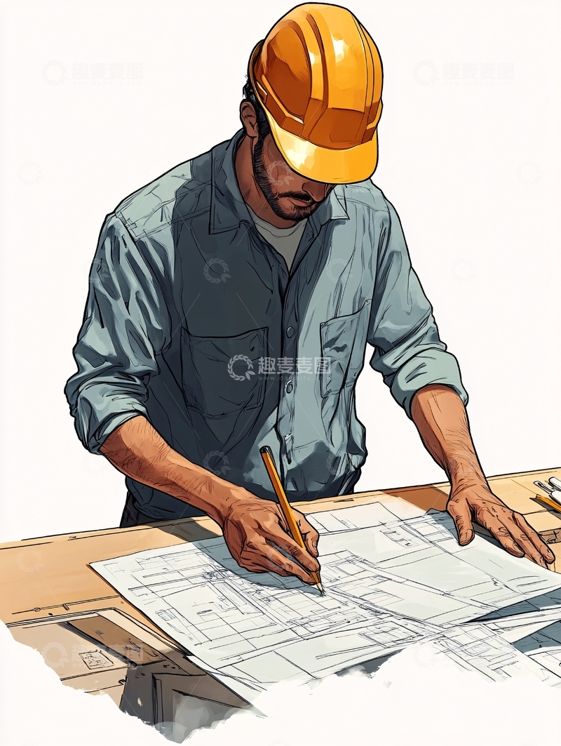 高清大图下载【趣麦麦图】工程师看图纸
