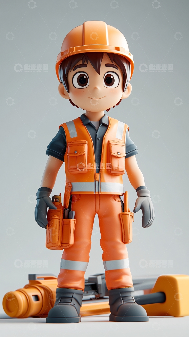 高清大图下载【趣麦麦图】卡通小工人