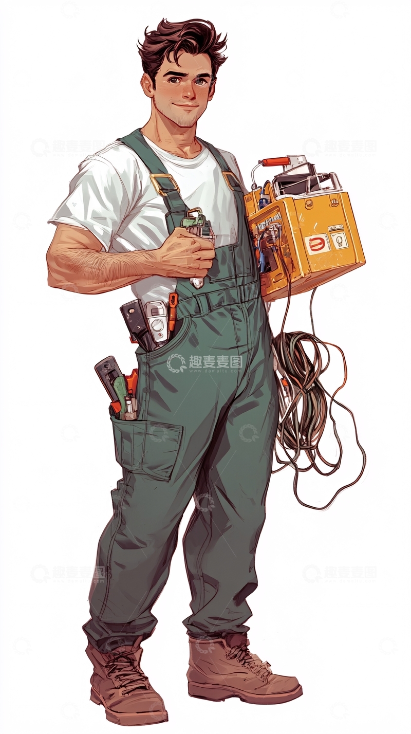 高清大图下载【趣麦麦图】帅气电工