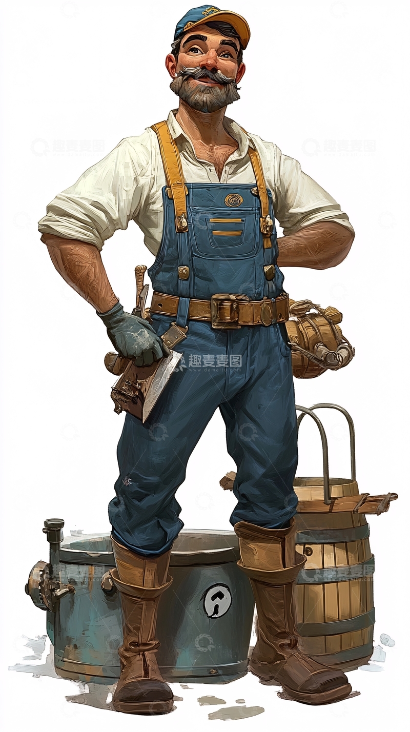 高清大图下载【趣麦麦图】卡通修理工