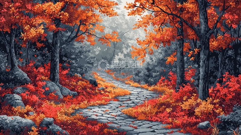 高清大图下载【趣麦麦图】秋季森林小路