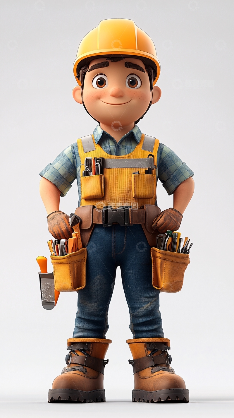 高清大图下载【趣麦麦图】卡通建筑工人