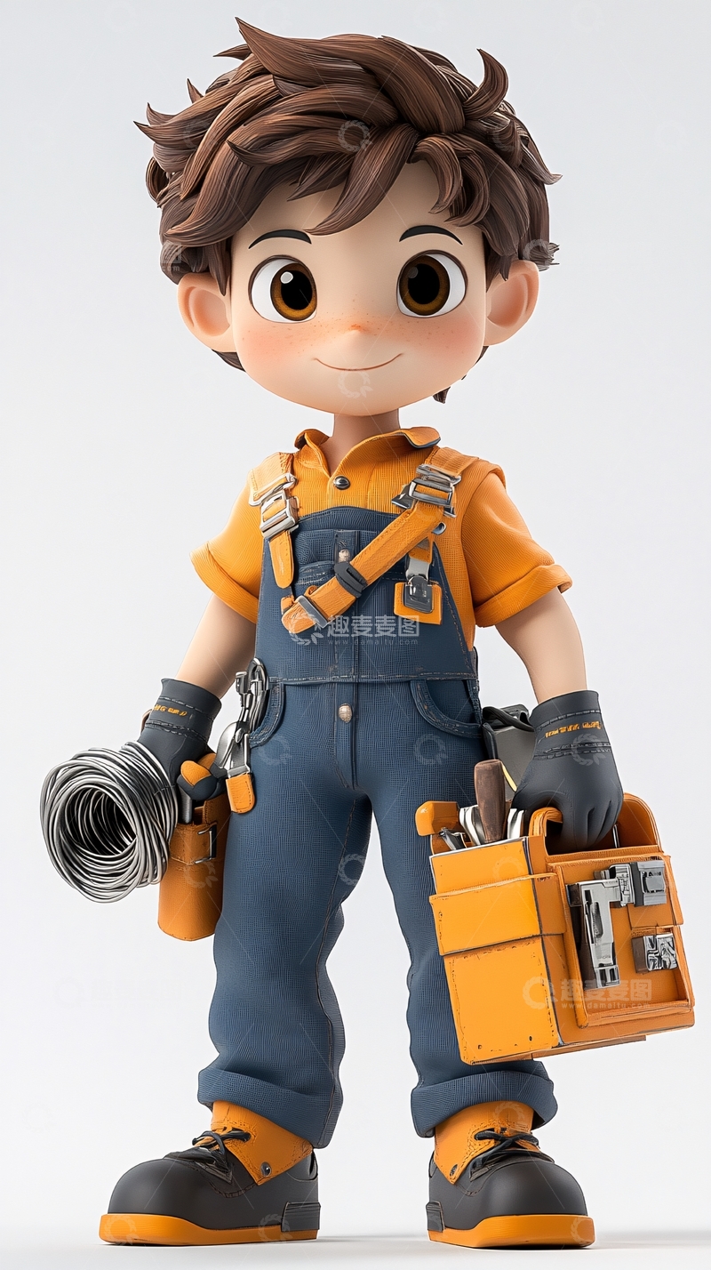 高清大图下载【趣麦麦图】卡通修理工男孩