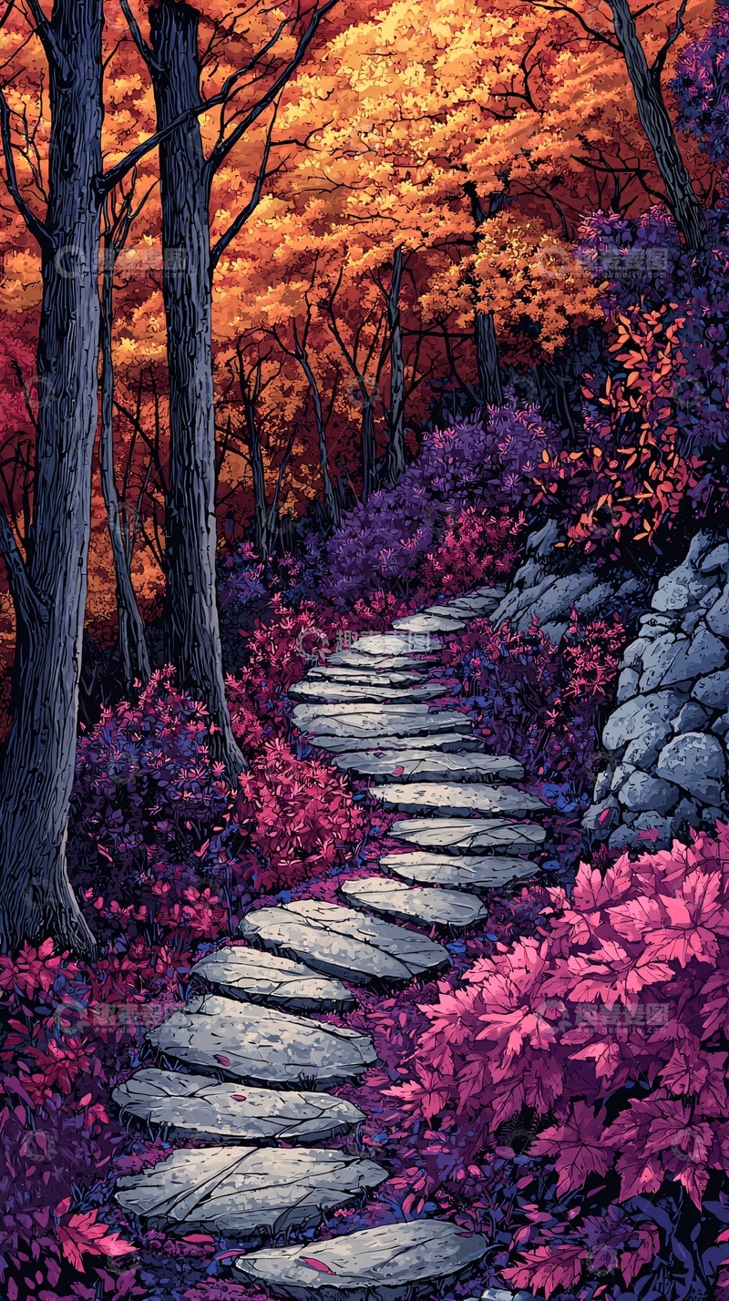 高清大图下载【趣麦麦图】秋日森林小路意境唯美