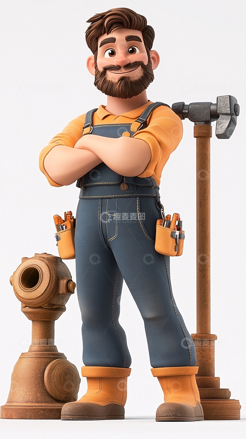 高清大图下载【趣麦麦图】卡通水管工