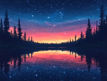 星空湖面倒影