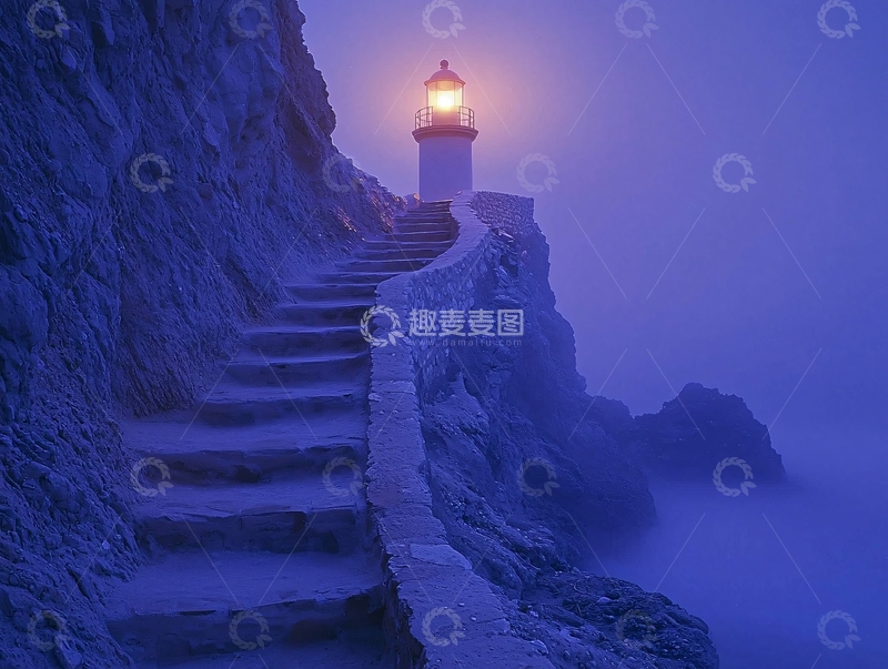 高清大图下载【趣麦麦图】悬崖峭壁上的灯塔