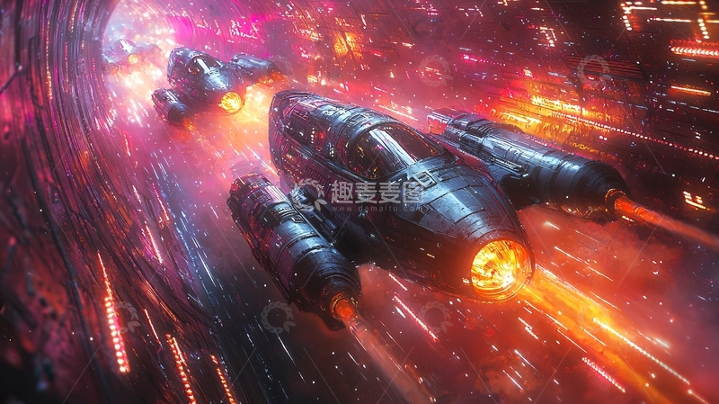 高清大图下载【趣麦麦图】宇宙飞船高速飞行