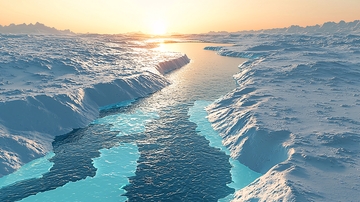 极地冰川融化景象