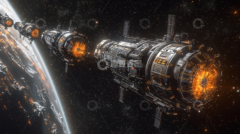 高清大图下载【趣麦麦图】宇宙飞船太空引擎燃烧