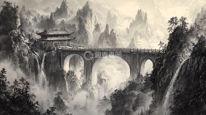 高清大图下载【趣麦麦图】水墨画山水