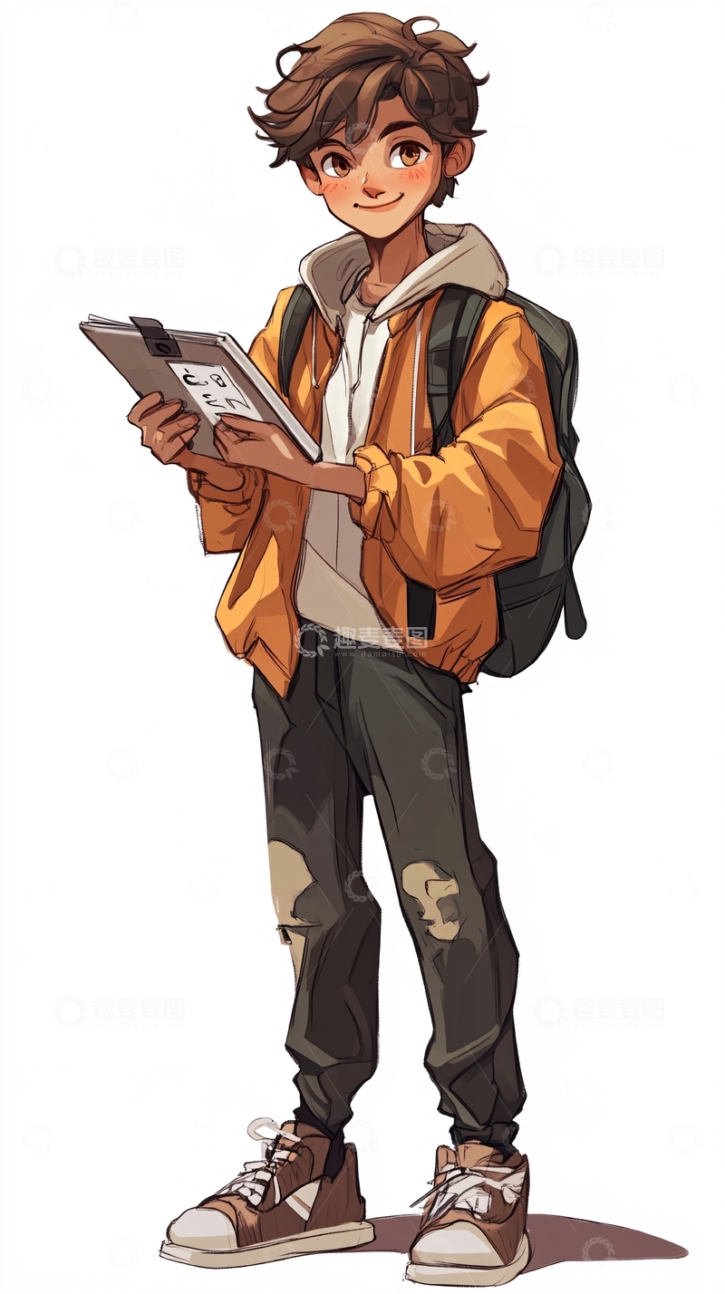 高清大图下载【趣麦麦图】可爱男生卡通人物