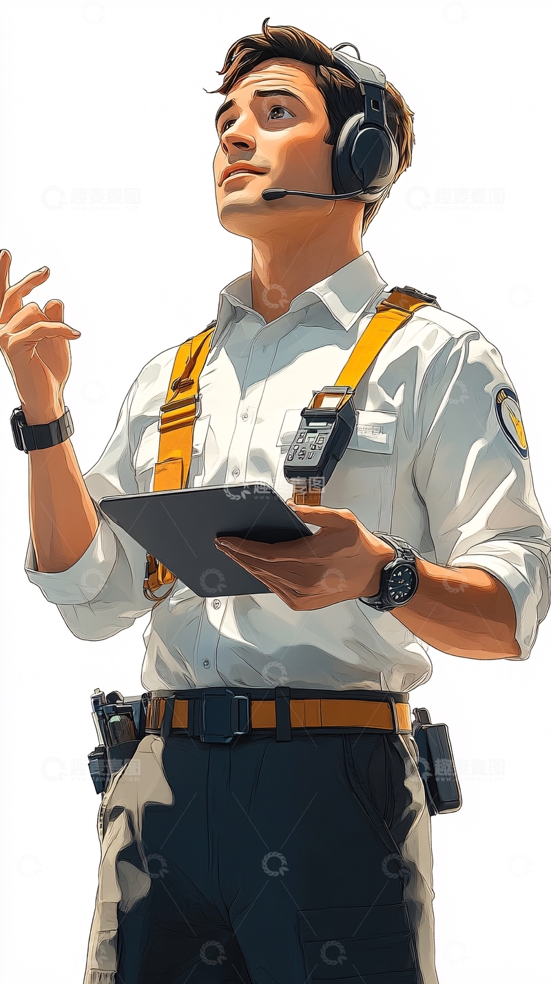 高清大图下载【趣麦麦图】持平板电脑的年轻男子