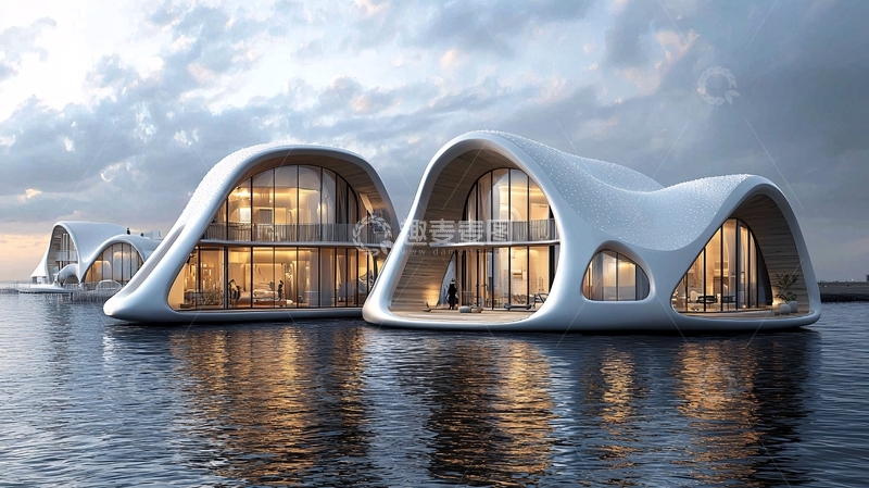 高清大图下载【趣麦麦图】未来水上别墅