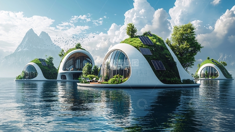 高清大图下载【趣麦麦图】未来生态漂浮屋