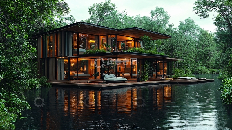 高清大图下载【趣麦麦图】水上别墅