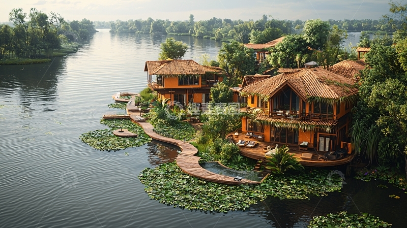 高清大图下载【趣麦麦图】湖边度假屋