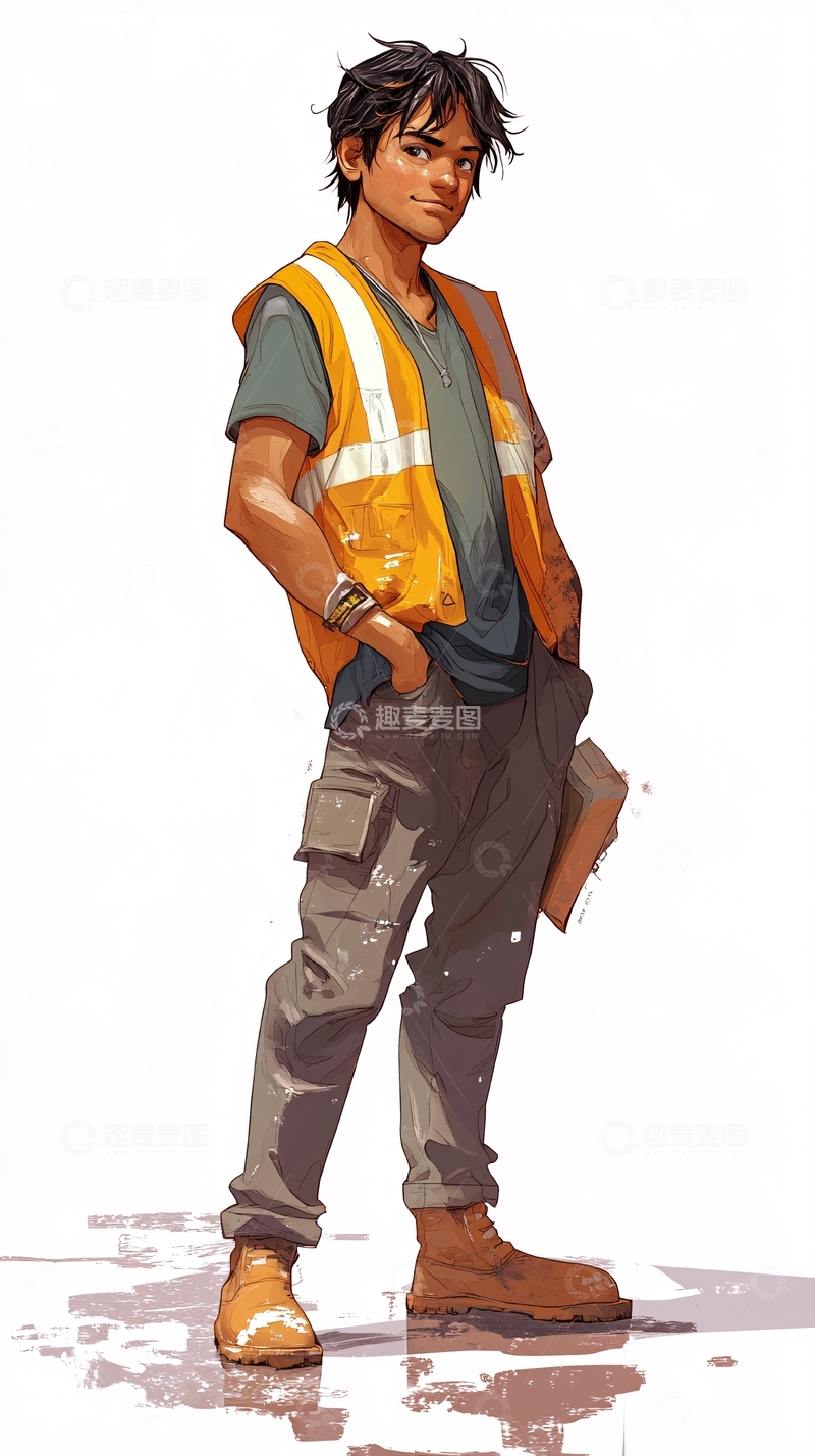 高清大图下载【趣麦麦图】穿着反光背心的年轻人