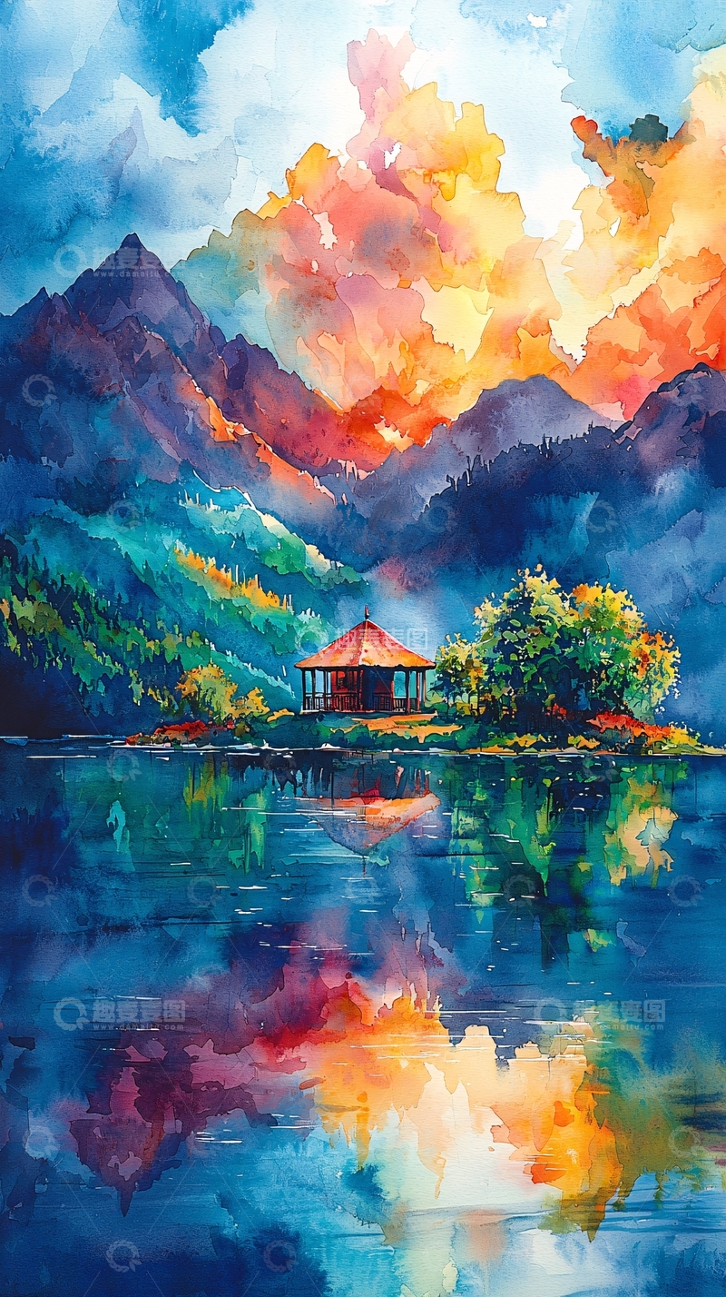 高清大图下载【趣麦麦图】水彩画风景