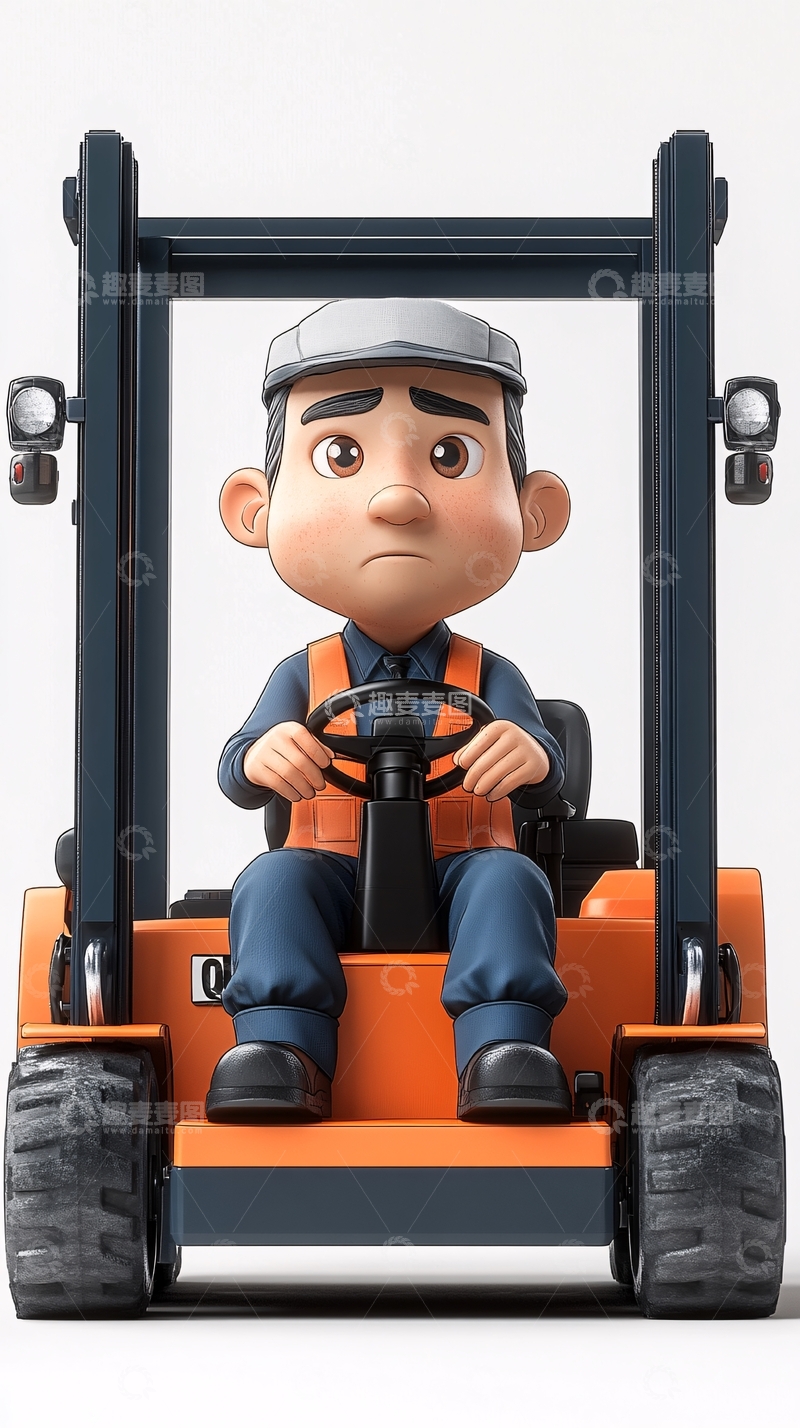 高清大图下载【趣麦麦图】卡通叉车司机