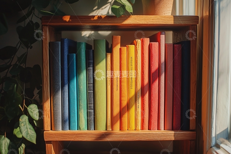 高清大图下载【趣麦麦图】彩色书籍书架