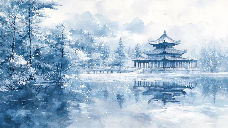 高清大图下载【趣麦麦图】冰雪山水画