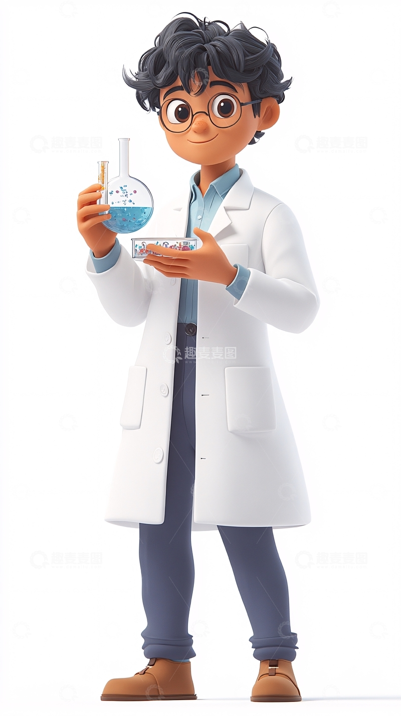 高清大图下载【趣麦麦图】卡通科学家