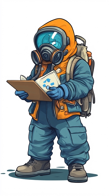 穿着防护服的卡通人物