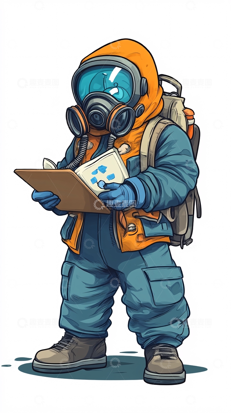 高清大图下载【趣麦麦图】-穿着防护服的卡通人物