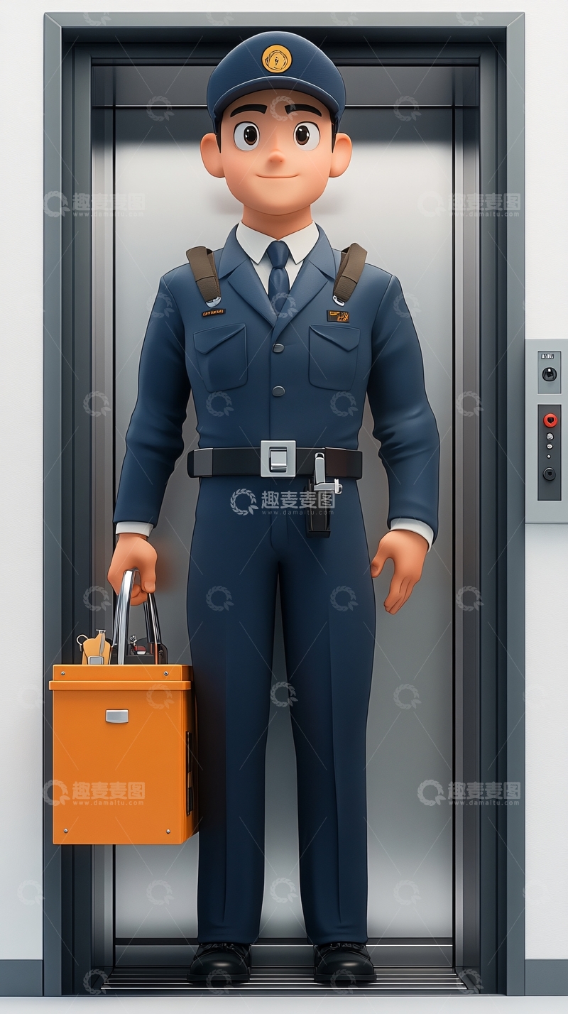 高清大图下载【趣麦麦图】卡通保安