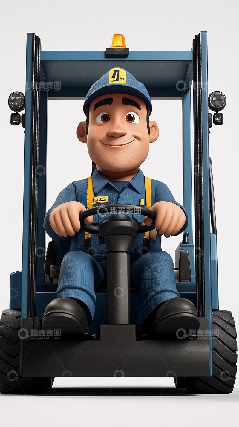 高清大图下载【趣麦麦图】卡通叉车司机