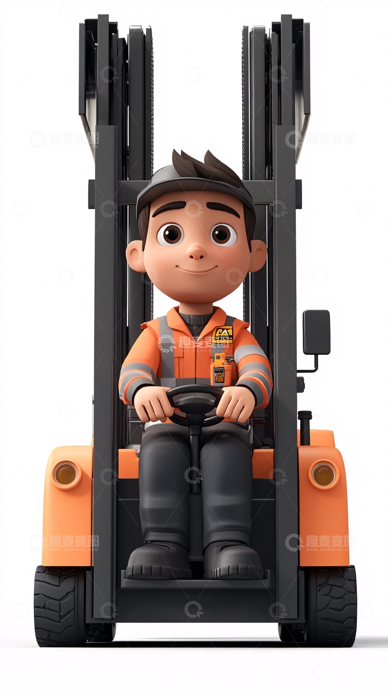 高清大图下载【趣麦麦图】卡通叉车司机