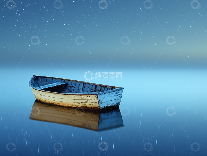 高清大图下载【趣麦麦图】平静湖面上的小船