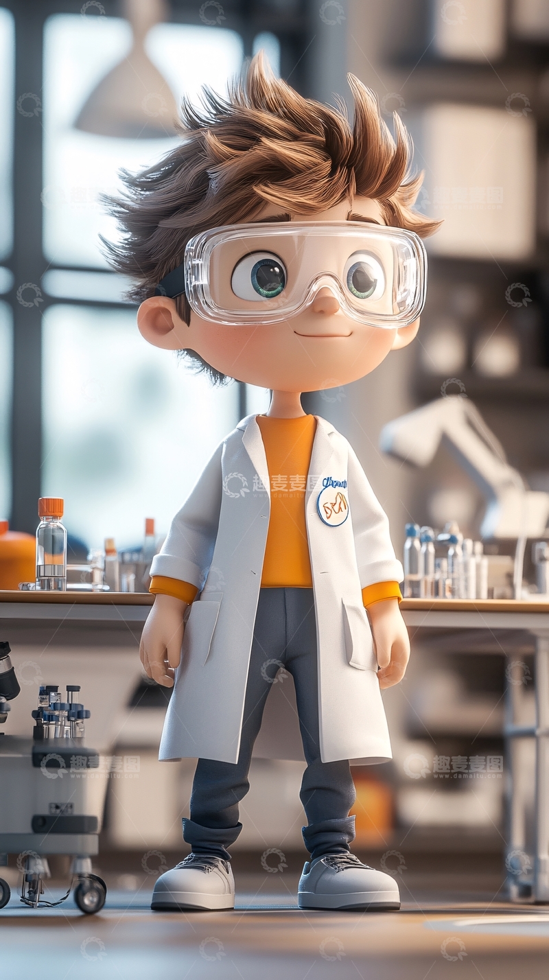 高清大图下载【趣麦麦图】可爱卡通小科学家
