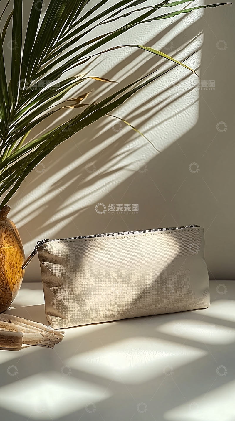 高清大图下载【趣麦麦图】米白色化妆包