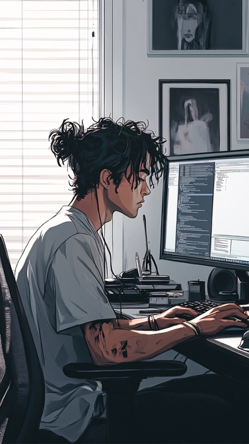 专注工作的程序员