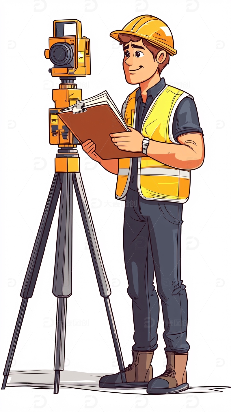 高清大图下载【趣麦麦图】卡通测量员